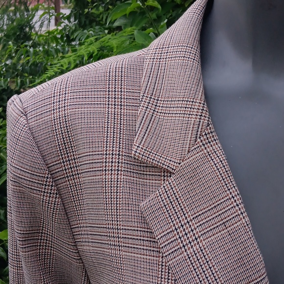 CALVIN KLEIN LADIES (1) BUTTON MULTI-COLOR HOUNDSTOOTH LUXURY BLAZER - Picture 1 of 17